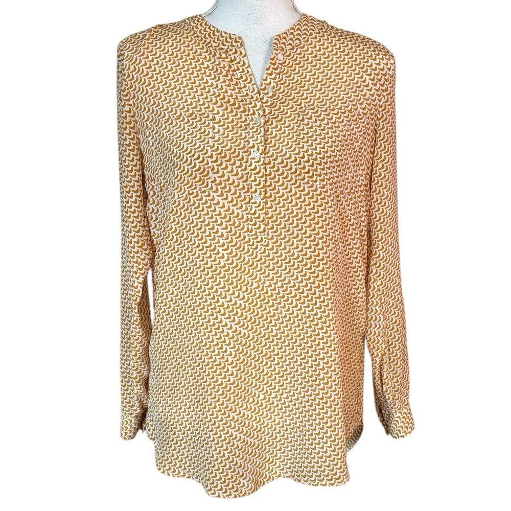 🌻 2/$20 Lucky Brand Size XS Popover Top Blouse Silk Print Office Career
